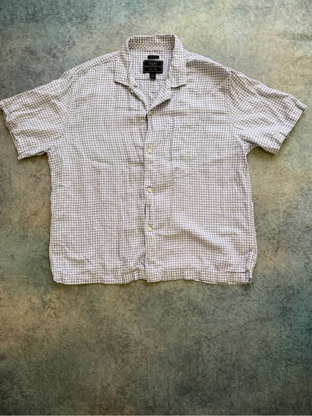 Jos. A. Bank Men's Short-Sleeve Check Button-Down Shirt - Light Purple and Blue